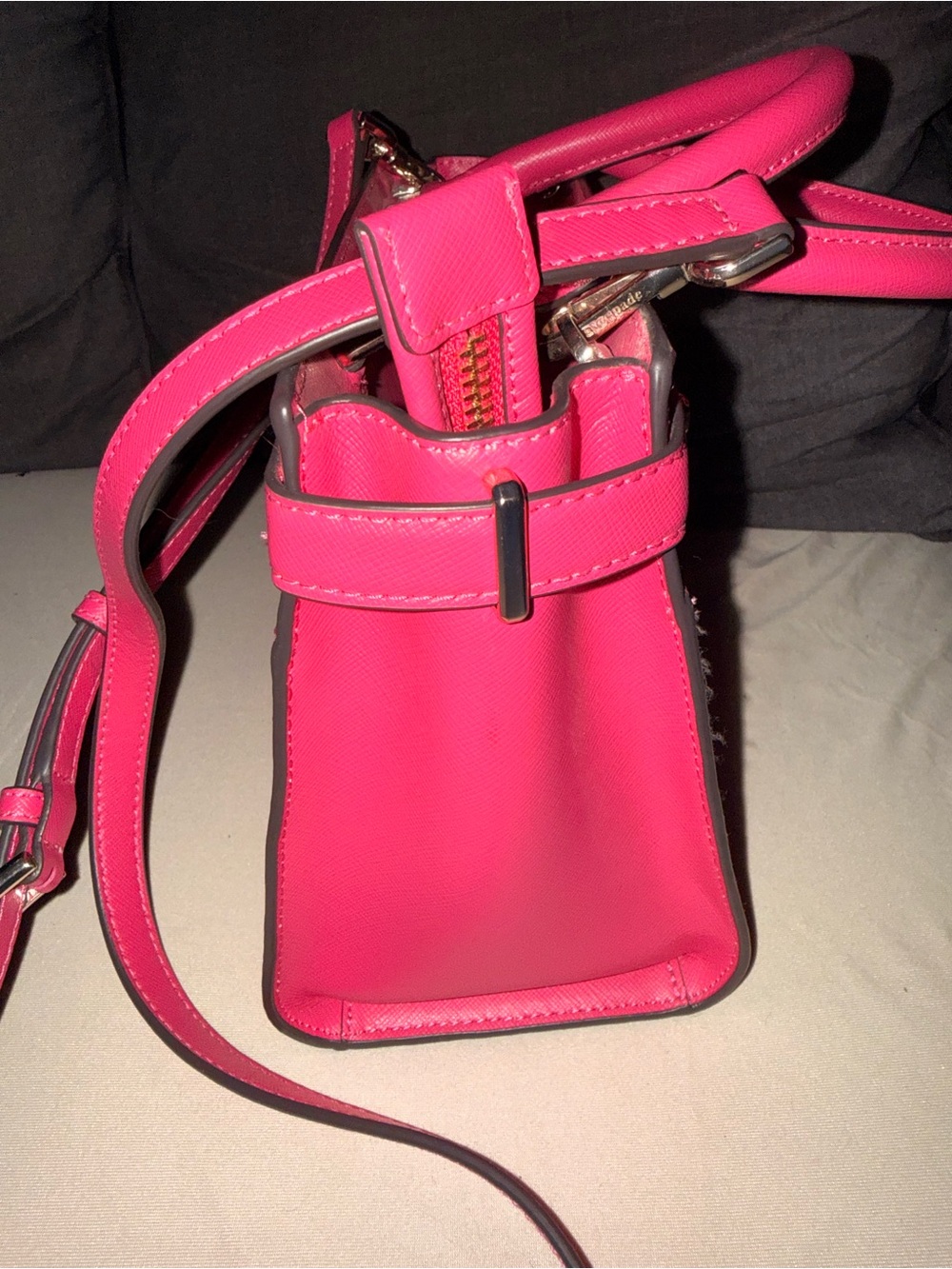 kate spade Bright Pink Leather Satchel with Crossbody Strap - Picture 5 of 13